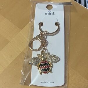 Mint Gold and Red Bee Key Holder
